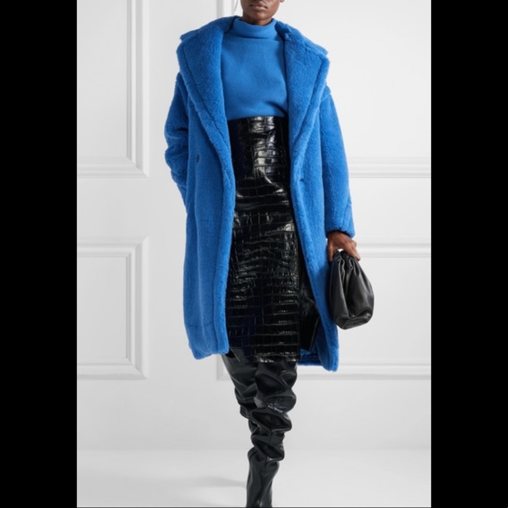 New Max Mara Medium Oversized Teddy Coat Blue